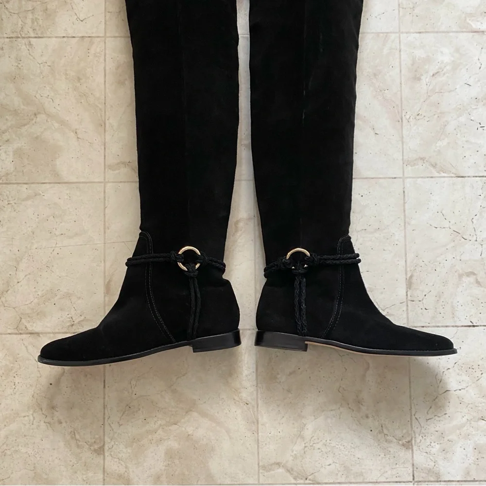 $950 NWOT Ulla Johnson Alps Black Over-the-Knee Suede Riding Tall Boots Size 9.5